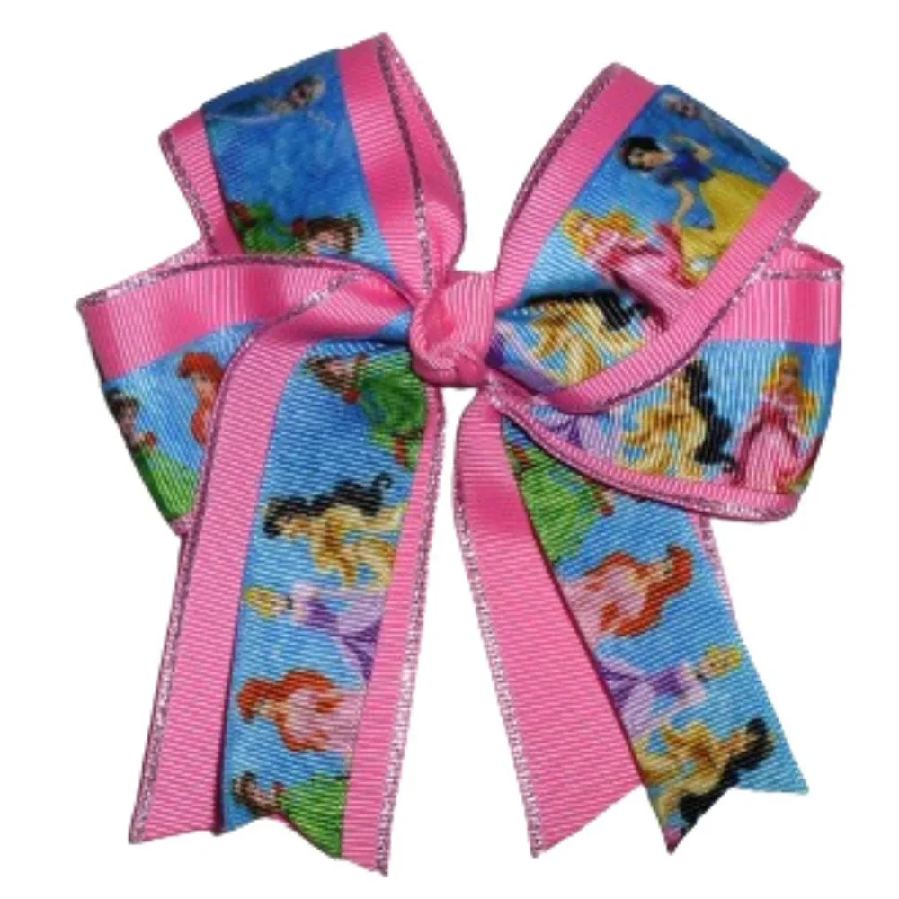 Princess Belle Cinderella Ariel Snow White Girls 4.5-Inch Hair Bow Clip